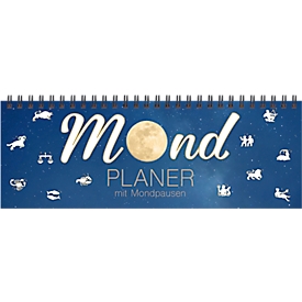 Tischquerkalender Korsch Mond 2026, 1 Woche/Doppelseite, Schulferien/Feiertage für D/A/CH, Vorschau 2027, Tipps zu Tierkreiszeichen, B 298 x H 105 mm