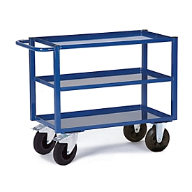 Tischwagen, 3 Ladeflächen/Blechwannen, 995 x 695 mm, Tragkraft 400 kg