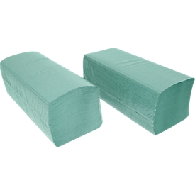 Toallas de papel Schäfer Shop Pure plegables en zig-zag, 1 capa, L 250 x A 230 mm, resistentes al desgarro, 5000 hojas, verde