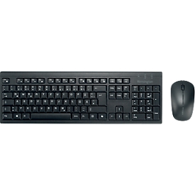 Toetsenbord en muis Kensington KM270 EQ, draadloos, oplaadbaar, QWERTZ, gesloten membraan, muis voor links-/rechtshandigen, PCR, zwart
