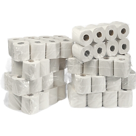 Toilettenpapier, 2-lagig, 64 Rollen mit jeweils 250 Blatt, Zellstoff, naturweiß