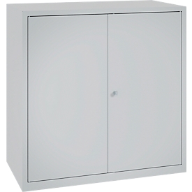 Tool cabinet, safety lock, 2 shelves &amp; 1 drawer, W 1000 x D 500 x H 1000 mm, sheet steel, white aluminum/white aluminum