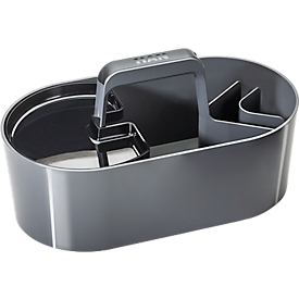 Toolbox HAN Loft, portable, avec 4 compartiments, bac de rangement amovible, L 330 x P 179 x H 175 mm, plastique, gris granit
