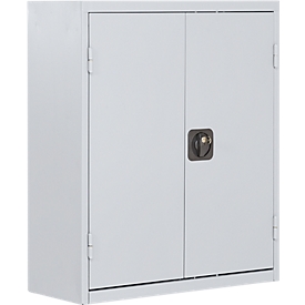 TOP FIX kast met legborden, 780 mm hoog, 6 legborden, 42 bakken, met deuren, lichtgrijs 