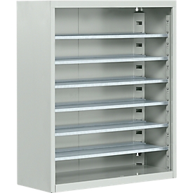 TOP FIX kast met legborden, 780 mm hoog, 6 legborden, zonder bakken, zonder deuren, lichtgrijs 