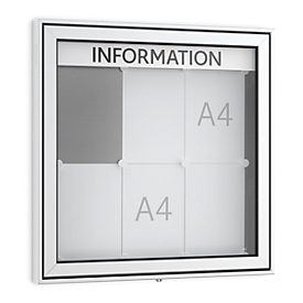Top-informatiebord, puntig, 60 mm diep, 3 x 2, aluminium zilver