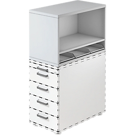 Top shelf, for fixed file cabinet, 1 shelf, luminous grey
