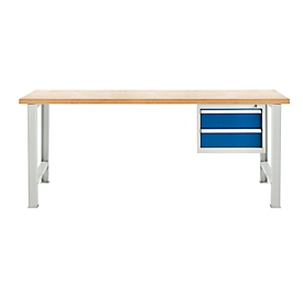 TOP-werkbank, met 2 schuifladen, basiseenheid, lichtgrijs, 2000 mm breed 
