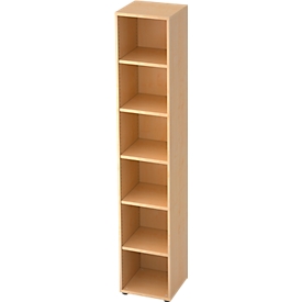 TOPAS LINE boekenkast, spaanplaat, 6 OH, 5 legborden, B 400 x D 400 x H 2156 mm, ahorndecor