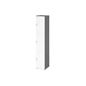 Topas Line lockerkast, 6 dossierhoogtes, 3 vakken, cilinderslot, B 400 x D 420 x H 2156 mm, grafiet/wit