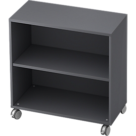 TOPAS LINE verrijdbare boekenkast, spaanplaat, 2 OH, B 800 x D 400 x H 820 mm, grafiet