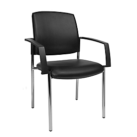TOPSTAR BtoB 10 bezoekersstoel, kunstleer, desinfectiebestendig, stapelbaar, met armleuningen, set van 2, zwart