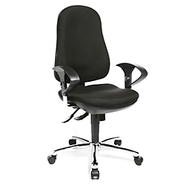 Topstar Bürostuhl Support® Synchro Deluxe, mit Armlehnen, Synchronmechanik, Bandscheibensitz, ergonomische Rückenlehne, schwarz/chromsilber