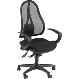 Topstar bureaustoel OPEN POINT SY, synchroonmechanisme, zonder armleuningen, ergonomisch gevormde wervelsteun, zwart