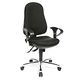 Topstar bureaustoel Support® Synchro Deluxe, met armleuningen, synchroonmechanisme, tussenwervelschijfzitting, ergonomische rugleuning, zwart/chroomzilver