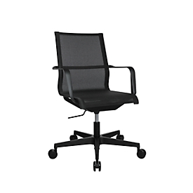 Topstar Chaise de bureau Sitness Life 40, avec accoudoirs, mécanisme 3D, assise plate, dossier en maille, noir/noir