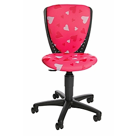 Topstar kinderdraaifauteuil S'cool 3 Herzchen, zonder armleuningen, doorlopende zitting, roze/zwart