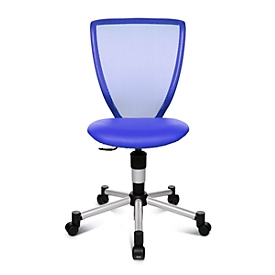 Topstar kinderdraaistoel Titan Junior, zonder armleuningen, voorgevormde zitting, netrugleuning, , met alu kruisvoet, blauw