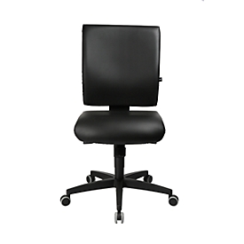 Topstar office chair LIGHTSTAR 10, without armrests, synchro-mechanism, flat seat, artificial leather and disinfectant-resistant, black/black