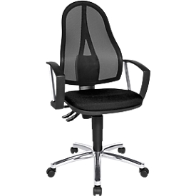 Topstar office chair Point Net, permanent contact, with armrests, adjustable mesh back, black