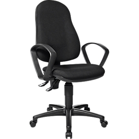 Topstar Point 60 office chair, with armrests, permanent contact mechanism, hollow seat, black