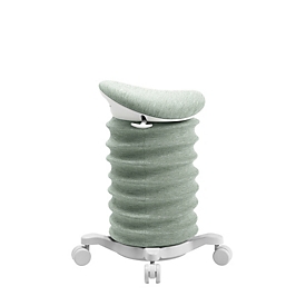 Topstar SITNESS 4D stool, ergonomic, active sitting, upholstered saddle seat, height-adjustable, 360° swivel, carrying handle, castors, papyrus white/green