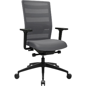 Topstar Sitness AirWork bureaustoel, met armleuningen, 3D auto-synchroon mechanisme, voorgevormde zitting, netrugleuning, grijs/zwart