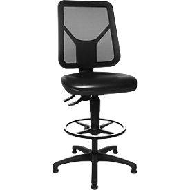 Topstar werkstoel TEC 80 met glijder en voetenring, zwart