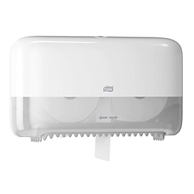 Tork® Distributeur de rouleaux doubles 558040, pour papier toilette Midi sans mandrin, L 360 x P 130 x H 207 mm, plastique, blanc