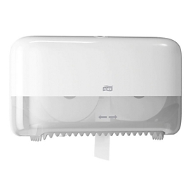 Tork® Doppelrollenspender 558040, für hülsenloses Midi Toilettenpapier, B 360 x T 130 x H 207 mm, Kunststoff, weiß