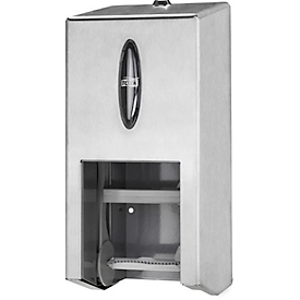 Tork® double roll dispenser 472019, for sleeveless midi toilet paper, W 325 x D 149 x H 143 mm, metal, grey