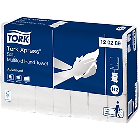 Tork® Multifold Handdoek Xpress 120389, 2-laags, Multifold Towel System H2, L 260 x B 210 mm, 21 pakken van 180 (3780 handdoeken), wit