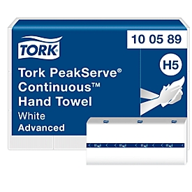 Tork® papieren handdoeken PeakServe® Endlos™ H5 100589, 1-laags, reliëf, FSC® papier, 12 pak á 270 vellen (3240 doekjes), wit