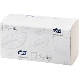 Tork® Papierhandtücher Advanced 290143, Zick-Zack-Falzung, 2-lagig, Einzeltuchentnahme, 15 Pack á 250 Stück (3750 Blatt), hochweiß