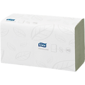 Tork® Papierhandtücher Advanced 290179, Zick-Zack-Falzung, 2-lagig, Einzeltuchentnahme, 15 Pack á 250 Stück (3750 Blatt), grün