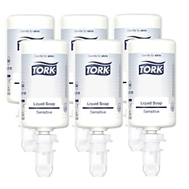 Tork® Savon liquide S4, 424701, sensible, sans parfum, testé dermatologiquement, compatible avec les distributeurs d'hygiène S4, 6 x 1000 ml