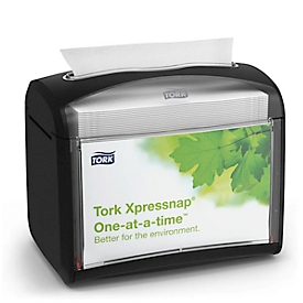 Tork® servetdispenser Xpressnap Fit® 272611, dispenser voor één vel, vulstandindicator, reclamevlak, L 150 x B 201 x H 155 mm, kunststof, zwart
