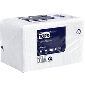 Tork® Serviettes Universel 509300, 1 épaisseur, gaufré, papier FSC®, blanc, 8 x 500 pièces