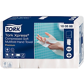 Tork® Toallas plegadas Tork Xpress® Comprimido 100888, 2 capas, multipliegue, compatible con H2, 2040 paños, papel, blanco