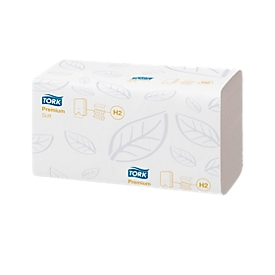 Tork® Towel Interfold Premium 100288, de 2 capas, plegada, con relieve, QuickDry™, Ecolabel, paquete de 21 á 110 piezas (2310 toallitas), FSC, blanco alto
