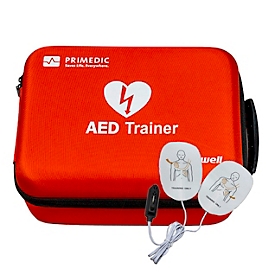Trainings-Defibrillator MedX5 HeartSave Y/YA, Sprachausgabe DE/EN/FR/IT, wiederaufladbar, mit Fernbedienung, rot-schwarz