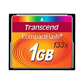 Transcend 1 GB CF 133x - 1 Go - CompactFlash - MLC - 50 Mo/s - 20 Mo/s - Noir