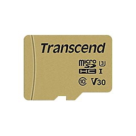 Transcend 500S - Flash-Speicherkarte (microSDHC/SD-Adapter inbegriffen) - 16 GB - Video Class V30 / UHS-I U3 / Class10 - microSDHC