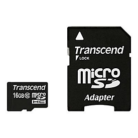 Transcend - Flash-Speicherkarte (microSDHC/SD-Adapter inbegriffen) - 16 GB - Class 10 - microSDHC