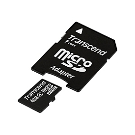 Transcend - Flash-Speicherkarte (microSDHC/SD-Adapter inbegriffen) - 4 GB - Class 4 - microSDHC