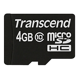 Transcend TS4GUSDC10 - 4 Go - MicroSDHC - Classe 10 - NAND - 90 Mo/s - Noir
