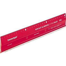 TRANSOTYPE Règle de coupe PRO 17803006, L 30 cm, aluminium rouge, extra large 50 mm, bord coupant en acier, antidérapant