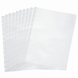 Transparant hoesje FolderSys, A4, bovenaan open, T-gestanst voor 12 ringen, transparant, 10 stuks