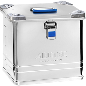 Transport box Alutec INDUSTRY 27, aluminum, 27 l, L 380 x W 280 x H 344 mm, with stacking corners, stable lid