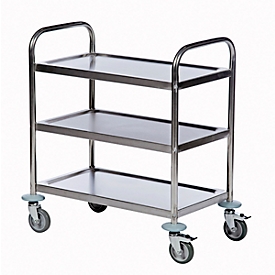 Transport trolley with stainless steel table 3 levels, 685 x 380 mm